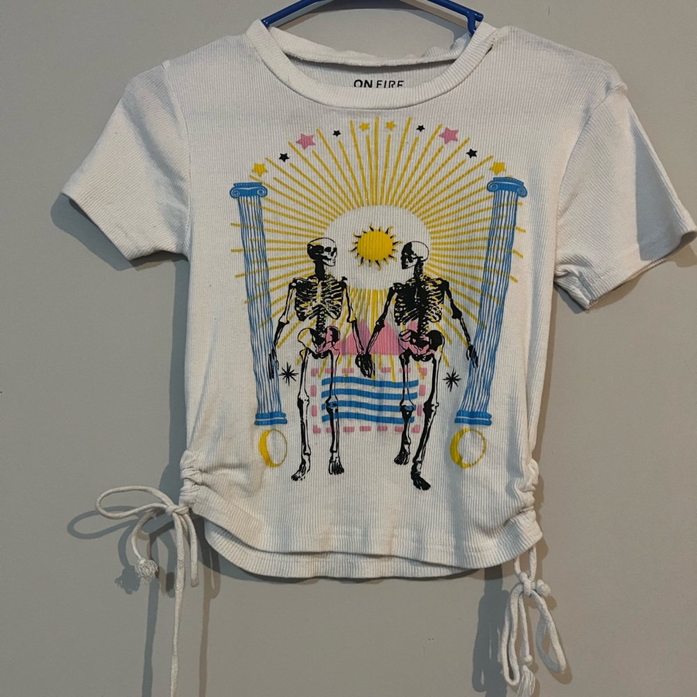 White ON FIRE fitted tee